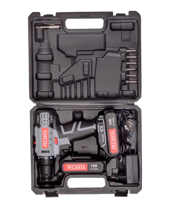 Дрель-шуруповерт аккумуляторная ДА-18-2ЛК Ресанта фото №3887057