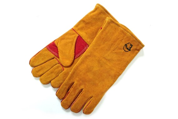 Краги спилковые пятипалые (1476) "Русский лев" с подкладкой желтый/красный "РосМарка"(Разм.10,5) фото №3218562