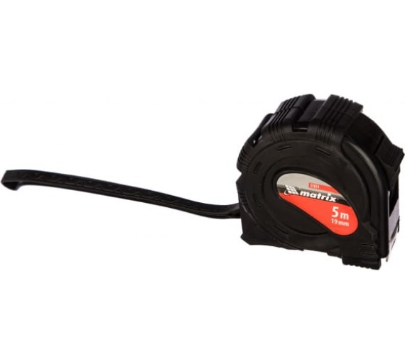 Рулетка 5мх19мм Black (MATRIX) /обрезинен.корпус фото №3887700
