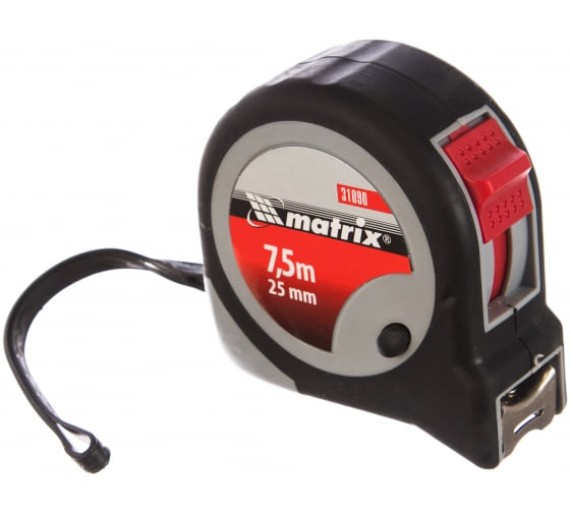 Рулетка 7,5мх25мм Black (MATRIX) /обрезинен.корпус фото №3887349