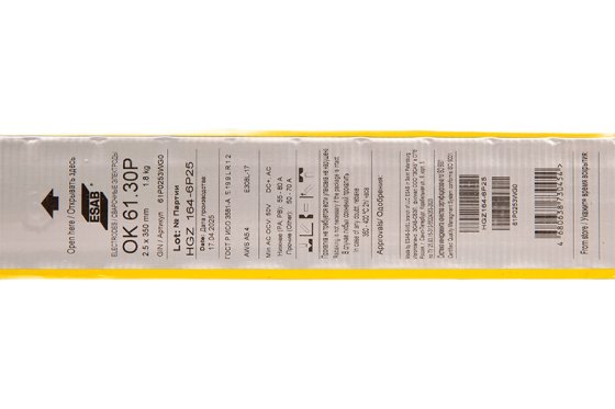 Электроды ОК 61.30Р d 2.5х350мм ESAB (1.8 кг) VP фото №4370026