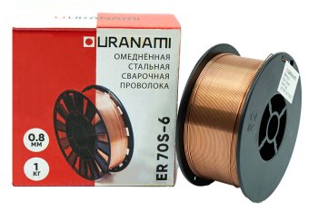 Проволока омедненная URANAMI d 0.8 мм ER70S-6 (1 кг) фото №4361598