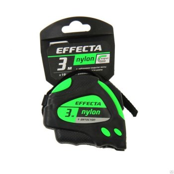 Рулетка 3м (EFFECTA Nylon) ширина полотна 19 мм, магнит, автостоп фото №4361518