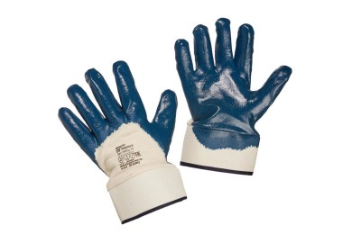 Перчатки х/б нитрил, 10 размер, манжета резинка (5002) синие фото №695495