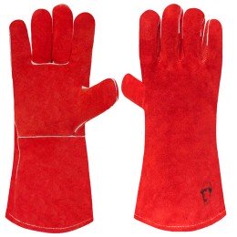 Краги спилковые пятипалые (1401) с подкладкой огноуп.швы красные "РосМарка" (Разм.10,5) /ЧЗ фото №3883148