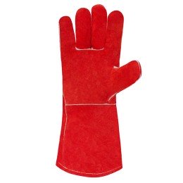 Краги спилковые пятипалые (1401) с подкладкой огноуп.швы красные "РосМарка" (Разм.10,5) /ЧЗ фото №3883152