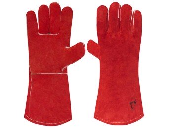 Краги спилковые пятипалые (1401) с подкладкой огноуп.швы красные "РосМарка" (Разм.10,5) фото №3881074