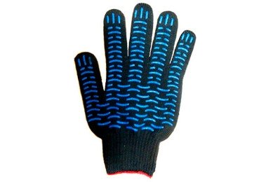 Перчатки х/б 5н,10кл с ПВХ точка (черные) фото №3886345