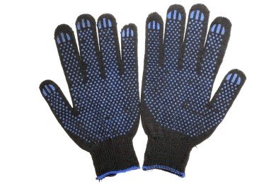 Перчатки х/б 5н,7кл 216 текс с ПВХ точка + КТК (черные) фото №3885730