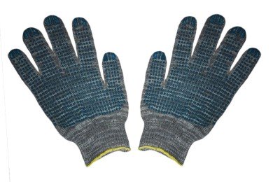 Перчатки х/б 5н,7кл 216 текс с ПВХ точка (серые) фото №3886777