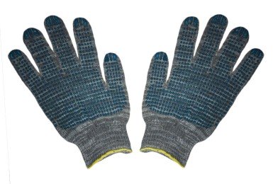 Перчатки х/б 5н,7кл 216 текс с ПВХ точка (серые) фото №3886778