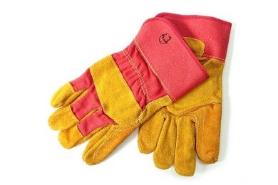 Перчатки спилковые комбинированные (2008) "Русский лев" желтый/красный фото №3884976