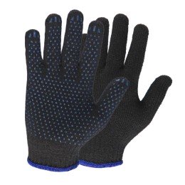 Перчатки трикотажные, утепленные, черные, с ПВХ фото №3887116