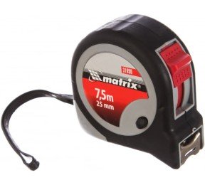 Рулетка 7,5мх25мм Black (MATRIX) /обрезинен.корпус фото №3887349