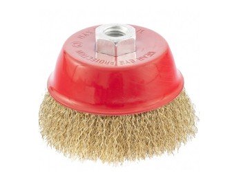 Щетка для УШМ 100мм (Elitech) чашка, проволока витая, латунь фото №3883281