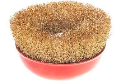 Щетка для УШМ 125мм "чашка" (КУРС) проволока стальная латунированая фото №3880647