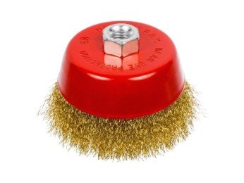 Щетка для УШМ 75мм "чашка" (Elitech) проволока крученая, латунь фото №945819